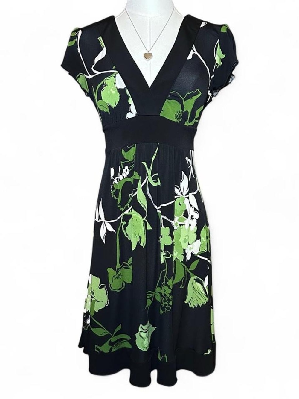 Speechless Black Green Floral Mini Babydoll Dress Tied Waist Y2K Forest Fairy
